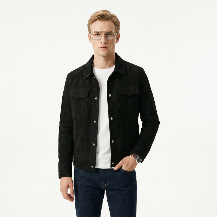 Herr Oversize T-shirt och jacka i bomull, mångsidig och avslappnad stil