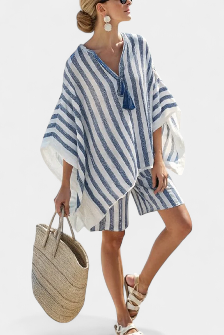 Malin | Randig Blus- och Shortsset