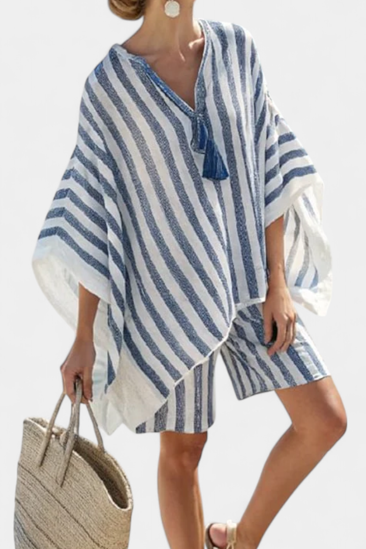 Malin | Randig Blus- och Shortsset