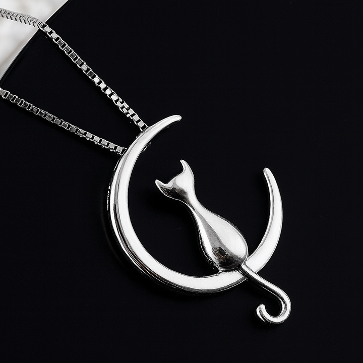 Romantiskt halsband - måne och katt
