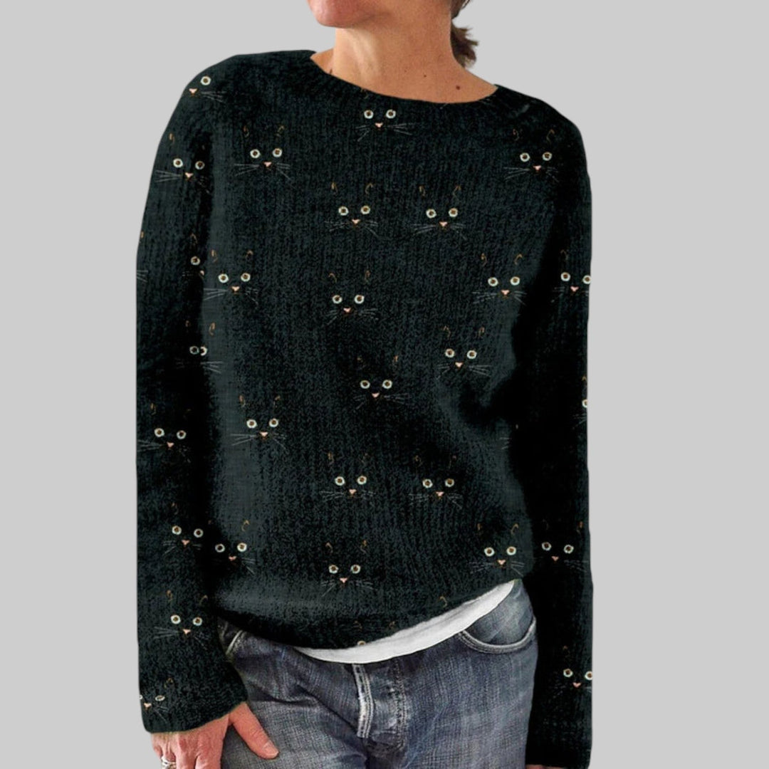 Gato - Bekväm t-shirt med rund hals och kattdesign