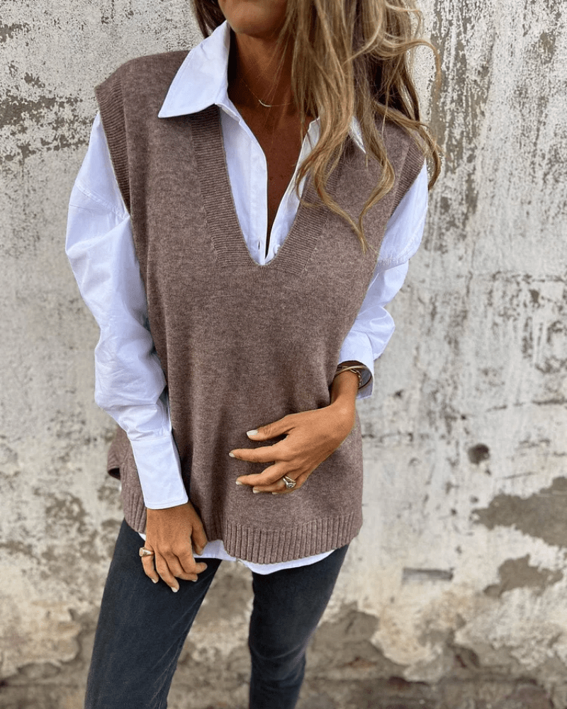 Violaine – Stickad ärmlös cardigan