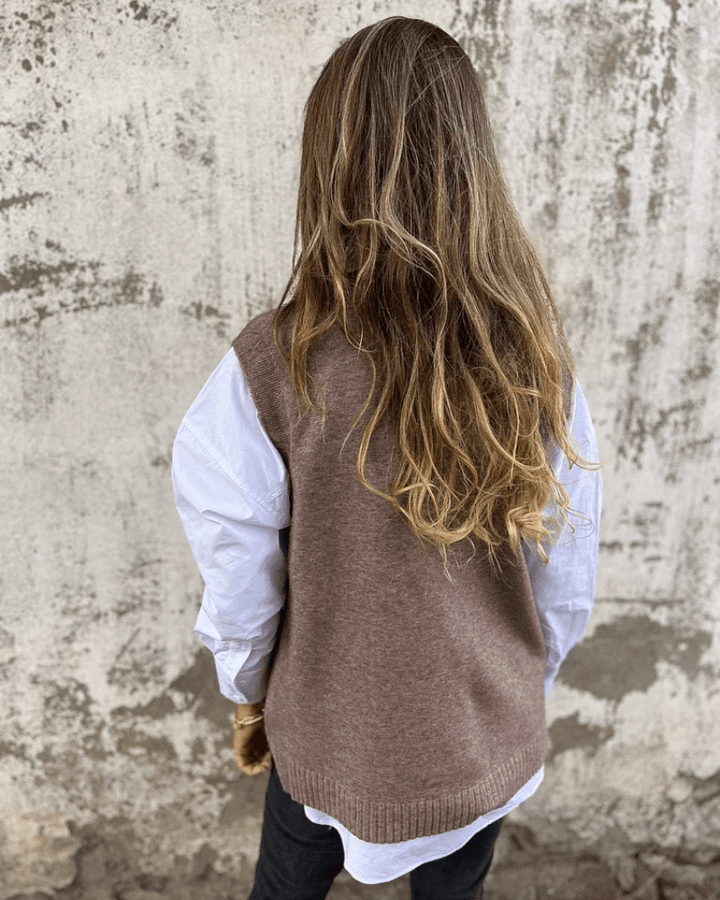 Violaine – Stickad ärmlös cardigan
