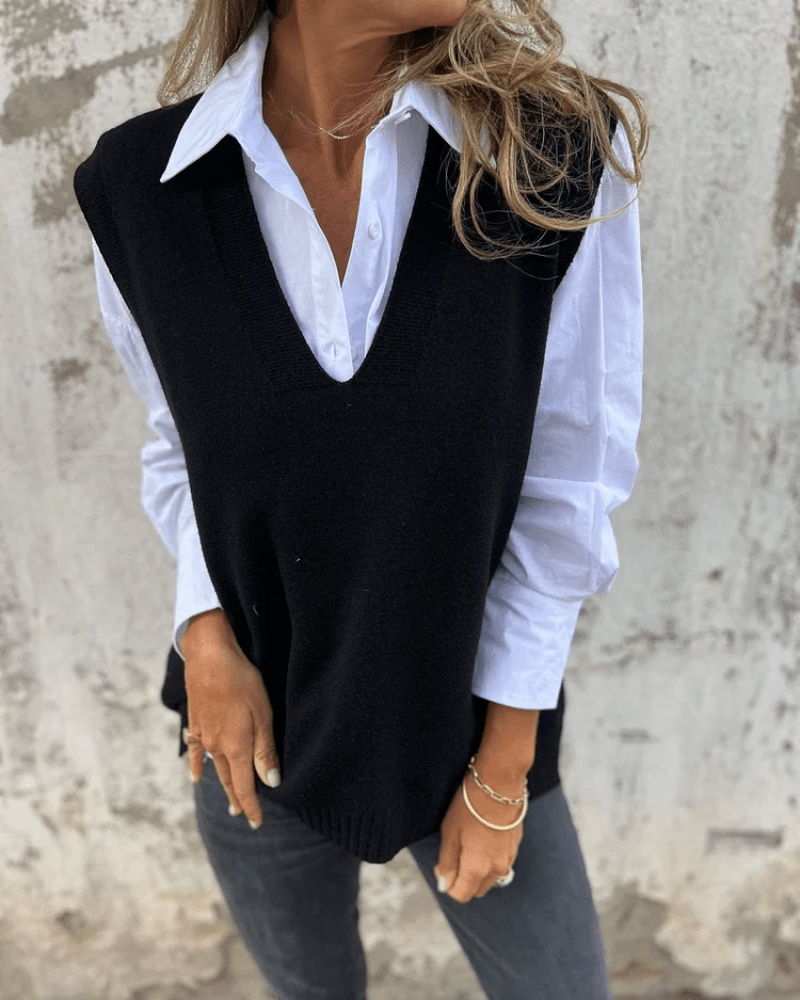 Violaine – Stickad ärmlös cardigan