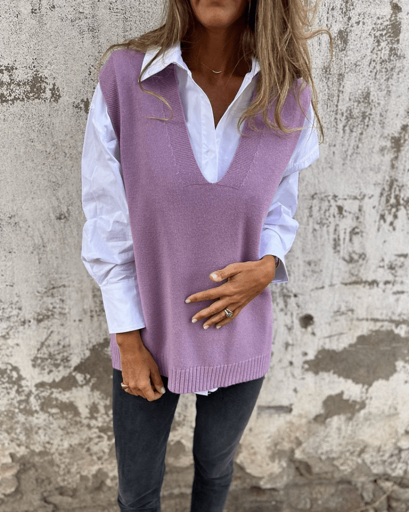 Violaine – Stickad ärmlös cardigan