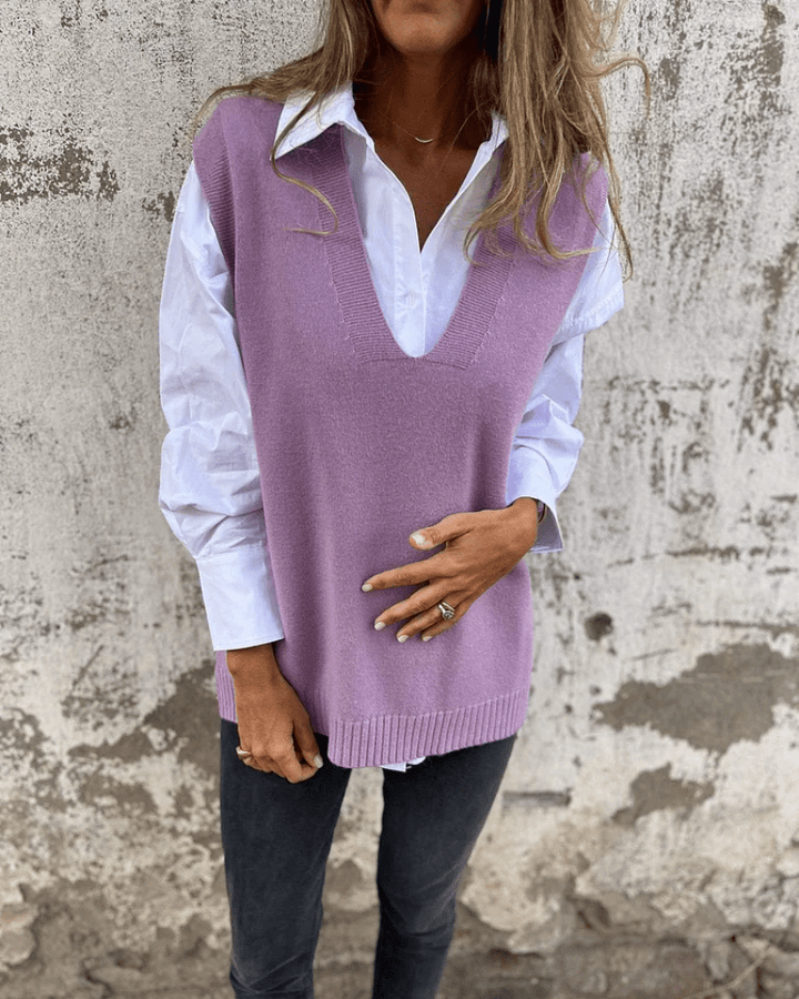 Violaine – Stickad ärmlös cardigan