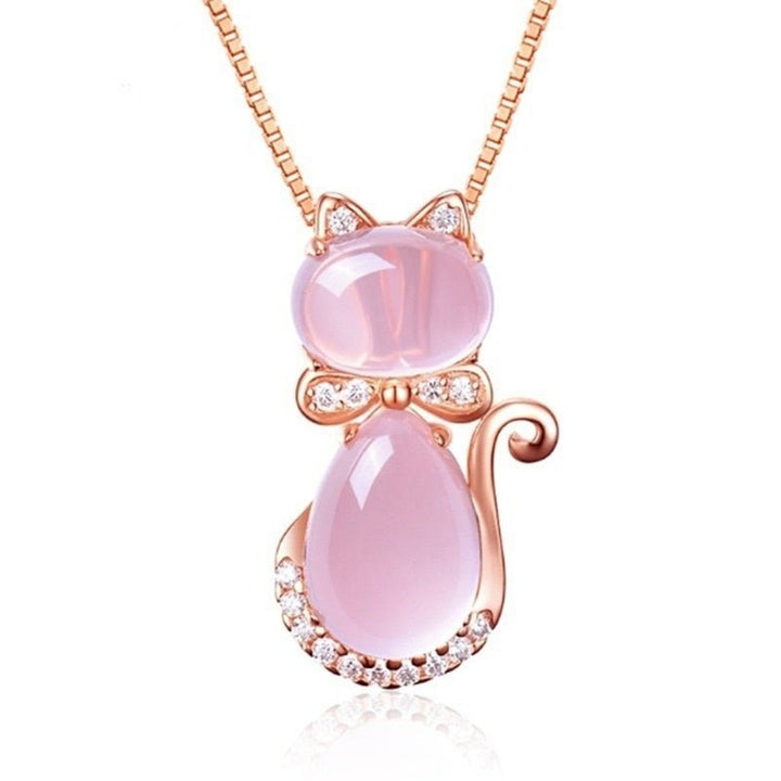 Sött halsband med rosa kattsten