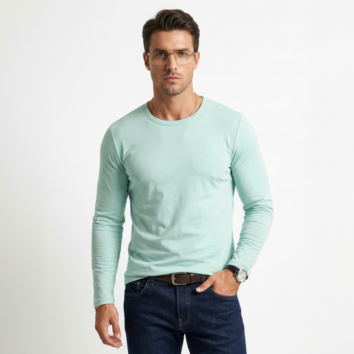 Herren slim fit långärmad skjorta med flexibel komfort