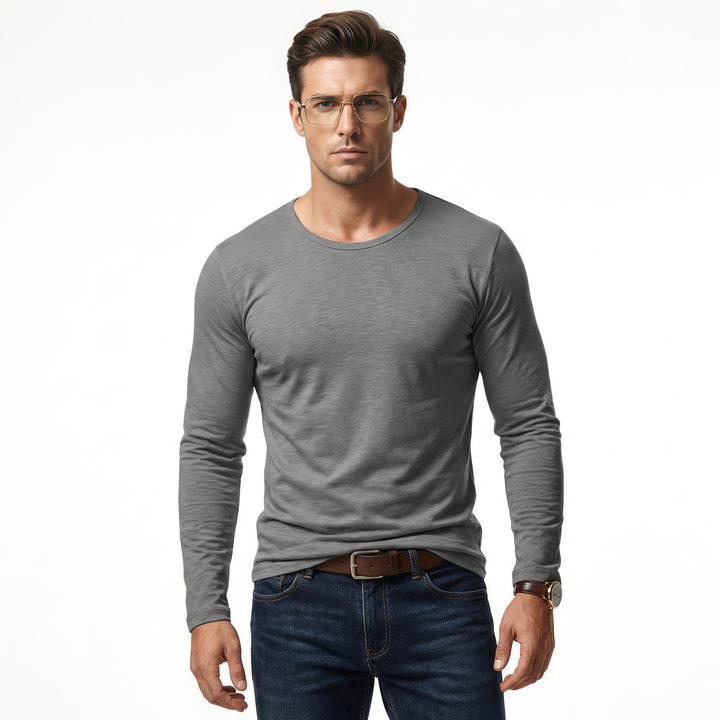 Herren slim fit långärmad skjorta med flexibel komfort
