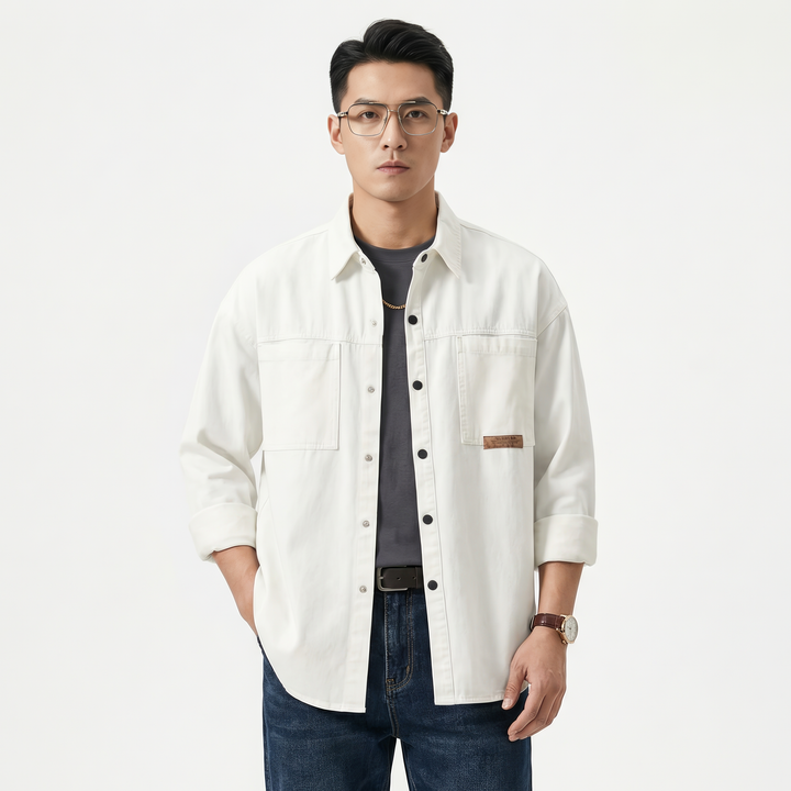 Stiliga vintage-mänskjortor med knappfront i begagnad stil