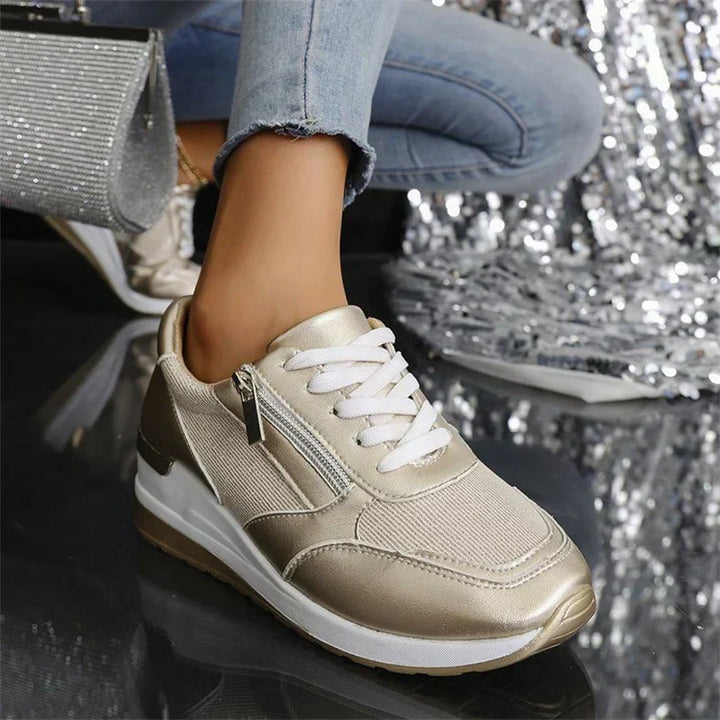 Nya ortopediska sneakers för kvinnor med snörning och dragkedja på sidan