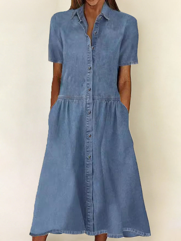 Elsa - Kortärmad Jeansklänning